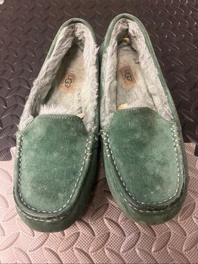 UGG Women’s Green Suede Shearling-Lined Slip-On Moccasins